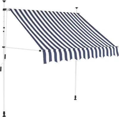 Produktbild von Möbel Einziehbare Markise Handbetrieben 200 cm Blau/Weiß Gestreift - Markisentuch 43220