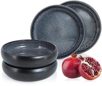 Produktbild von Graue 4-teilige Suppenbordenset für 4 Personen