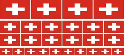 Produktbild von Mini Aufkleber Set - Pack glatt - 4x 51x31mm+ 12x 33x20mm + 10x 20x12mm- selbstklebender Sticker - Swiss-Schweiz - Flagge / Banner / Standarte fürs Auto, Büro, zu Hause und die Schule - Set of 26