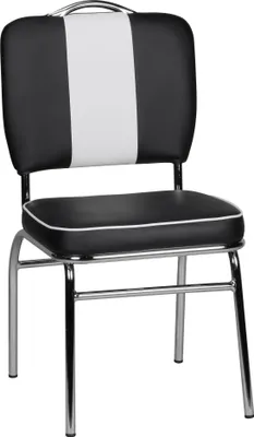 Produktbild von Esszimmerstuhl American Diner 50er Jahre Retro | Sitzfläche gepolstert mit Rücken-Lehne | Essstuhl Farbe Schwarz Weiß