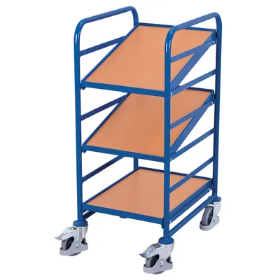 Produktbild von VARIOfit Eurokastenwagen mit 2 neigbaren Holzböden 410x610mm RAL 5010 Enzianblau