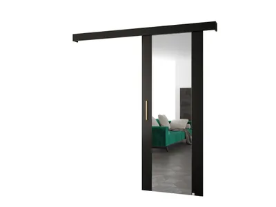 Obrázok produktu pre MOB, Posuvné dvere - 90 cm - Sharlene II (čierna matná + čierna matná + zlatá) (so zrkadlom)