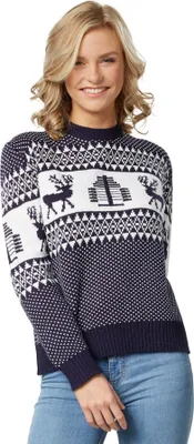 Produktbild von Weihnachtspullover Winterwunderland blau-weiß für Frauen - L