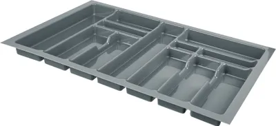 Universal Besteckeinsatz für Schubladen 80 cm - Zuschneidbar - Schubladeneinsatz Besteckkasten : Silber-Grau : 73 x 49 cm für 80 cm Schubladen