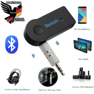 Produktbild von Bluetooth Audio Receiver KFZ Adapter AUX Kabel Auto 3.5mm klinke USB Empfänger für Heim-Stereo/Kabelgebundene Kopfhörer, Bleutooth Adapter AUX 3,5mm