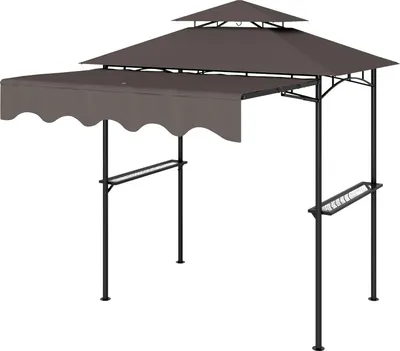 Produktbild von Grillpavillon 242x149x248 cm wasserabweisend flammhemmend Gartenpavillon mit Doppelschichtdach Seitenregalen, UV 30+Gartenlauben, BBQ Pavillon, Gartenzelt für Garten Picknick BBQ Kaffee Aosom