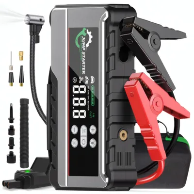 Produktbild von Starthilfe Powerbank Auto 3000A 26800mAh Batterie Booster 12V Starthilfegerät Auto Batterie Booster Jump Starter mit Luftkompressor 150PSI PD65W
