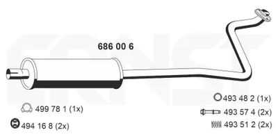 Produktbild von ERNST 686006 Mittelschalldämpfer Schalldämpfer für TOYOTA Yaris Schrägheck (P1)