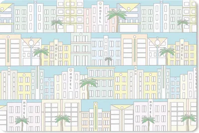 Produktbild von MuchoWow® Schreibtischunterlage Miami - Skyline - Muster - USA 60x40 cm - XXL Mauspad - Großes Mauspad
