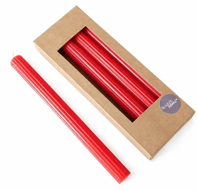 Produktbild von Boltze Stabkerze Classic (4-tlg., rot, 25 cm, aus Wachs, geriffelte Oberfläche)