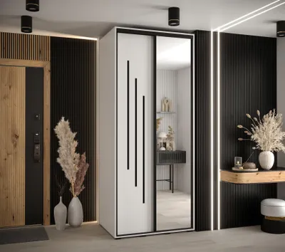 Produktbild von Kleiderschrank YVONA 9 - 110/60 cm, weiß/schwarz