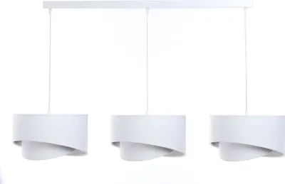 Produktbild von Hängelampe Stoff H: max. 94 cm in Weiß Silber E27 3-flammig länglich Modern Pendelleuchte