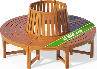 Produktbild von CASARIA® Gartenbank Wetterfest Holz FSC®-zertifiziert 320kg Belastbarkeit Rückenlehne 360° Rundbank Garten Bank Sitzbank Eukalyptus 160x60cm Braun