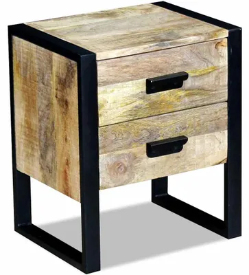 Produktbild von vidaXL Beistelltisch mit 2 Schubladen Mango Holz 43x33x51 cm