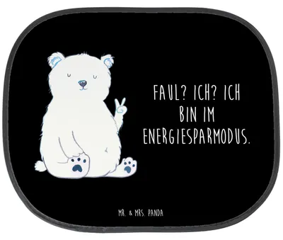 Produktbild von Mr. & Mrs. Panda Sonnenschutz für Auto Eisbär Faul - Schwarz - Geschenk, Sonnenblende, pkw, Arbeitsplatz, Teddy, Entspannen, saugnapf, Arbeit, Büro, Bär