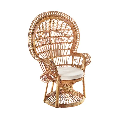 Produktbild von Kobolo Pfauenthron Rattansessel PEACOCK aus Rattan inklusive Kissen - 130 cm hoch