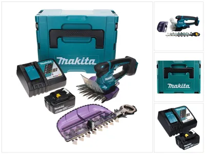 Image de Makita DUM 604 RM1XJ Cisailles à gazon sans fil 18 V avec lame pour gazon et arbustes + 1 batterie 4,0 Ah + chargeur + Makpac