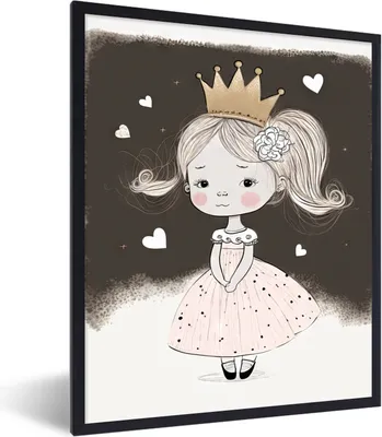 Produktbild von MuchoWow® Gerahmtes Poster Prinzessin - Rose - Herzen - Mädchen 60x80 cm - Poster mit Schwarzem Bilderrahmen Wandposter Rahmen Foto Bilder - Premium - Wanddeko Wohnzimmer