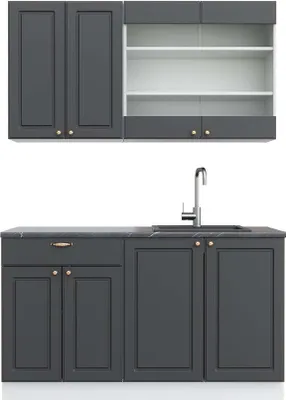 Produktbild von Singleküche Vicco Fame-Line Anthrazit-Gold/Weiß 140 cm , AP Anthrazit, Model 42697