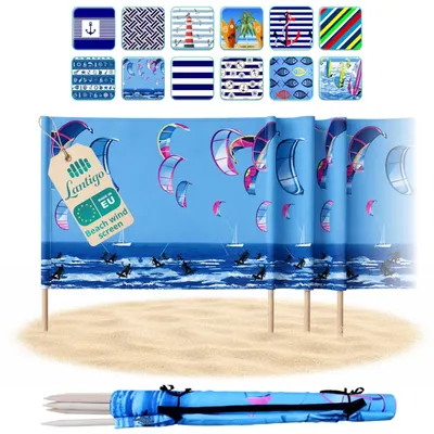 Immagine prodotto di Lantigo Paravento da Spiaggia Kite-Surf 6m | Frangivento Protezione da Vento Sole Microfibra Anti-UV 80cm