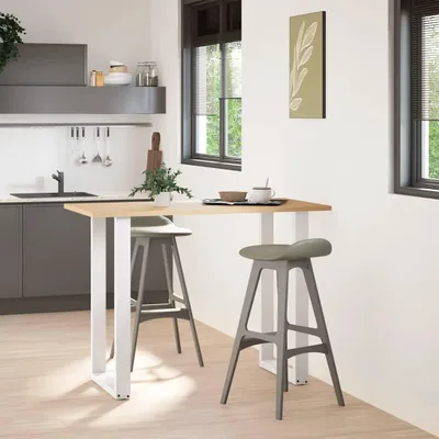 Image de vidaXL Pieds de table de bar en U 2 pcs. Blanc 60x(100-101) cm Acier