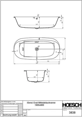 Produktbild von Hoesch 3838.010 BW iSensi Oval 1900x900
