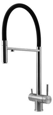 Obrázek produktu pro Pure.Sink Elite Steel Flex – 3cestná nerezová kuchyňská baterie s ohebným výtokem a funkcí filtrované vody PS8110-02