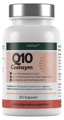Produktbild von Q10 Coenzym Ubiquinol Kapseln, hochdosiert mit 200mg, 90 Stück von EXVital