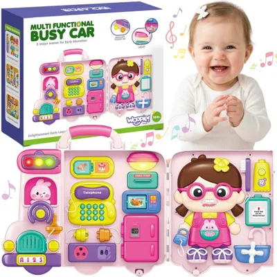 Produktbild von WOOPIE BABY Interaktives Manipulationsbrett "Busy Car" – Reisekoffer, 3-in-1 mit Licht und Sound