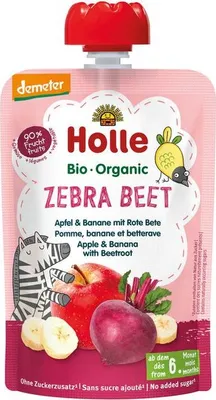Produktbild von Holle Zebra Beet Apfel & Banane mit Rote Bete - - 100g x 12 - 12er Pack VPE