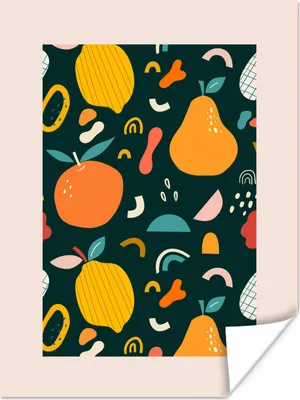 Produktbild von MuchoWow® Poster Obst - Lebensmittel - Zitrone - Birne 30x40 cm - Wandplakat - Poster Kinderzimmer