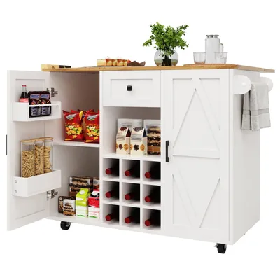 Produktbild von Moderne Kücheninsel, Küchenschrank, buffetschrank, Speisewagen mit Holzmaserung, Buffetschrank mit Speicherraum, Speisewagen mit Snackregalen