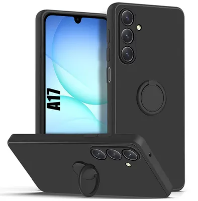 Image de Coque pour Samsung Galaxy A17 5G/4G, Protection Silicone Noir Anti-Rayures avec Anneau Rotatif