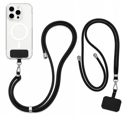 Produktbild von 2x Verstellbare Handykette mit Lanyard 160cm Schwarz
