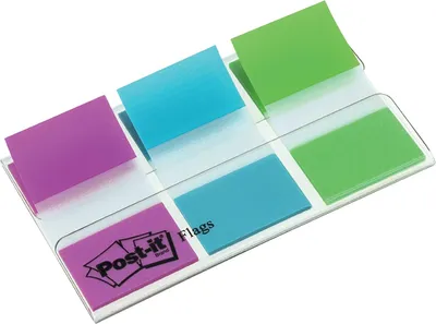 Image de Post-it® 680PBGEU Index 680 - 25,4 x 43,2 mm, assortis, étui de 3x 20 bandes