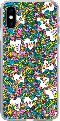 Produktbild von MuchoWow® Handyhülle Schutzhülle Hülle für Telefoonhoesje iPhone X Mädchen - Liebe - Muster - Liebe - Kinder - Kinder Silikon Softcase Handy Hülle - Handyhülle