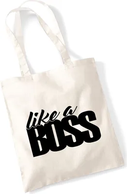 Produktbild von Huuraa Jutebeutel like a Boss Spruch 10 Liter Natural Baumwolle Tasche Geschenkidee