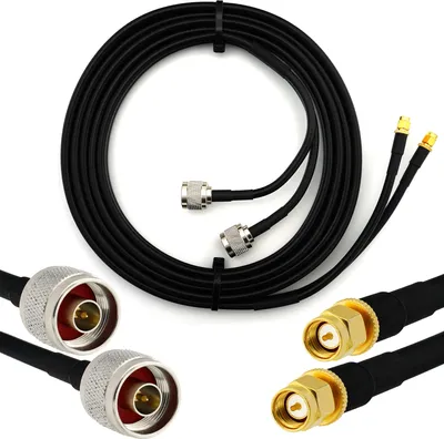 Produktbild von 10m SMA Stecker auf N Stecker Doppel-Koaxialkabel — HF-240 (LMR 240 Äquivalent) Twin Verlängerungskabel Antennenkabel — für WiFi RF Antenne GSM LTE 4G 5G 6G Router Signalverstärker Lora Ham CB Funk