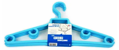 Image de Cintres Plastique Bleu Crochets Tournants Lot De 3