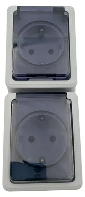 Image de lot de 4 prises de courant doubles 2 compartiments Prise de courant pour locaux humides en saillie 16 A / 250 V / IP44