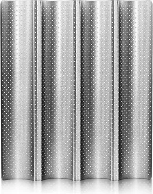 Produktbild von Famanu Baguettebackform mit Antihaftbeschichtung - 38 cm x 33 cm, für 4 Brote, silber