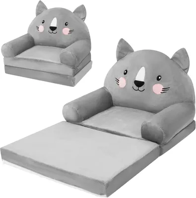 Produktbild von Kindersofa, klappbar, Schlaffunktion, katzengrau, für Kinderzimmer