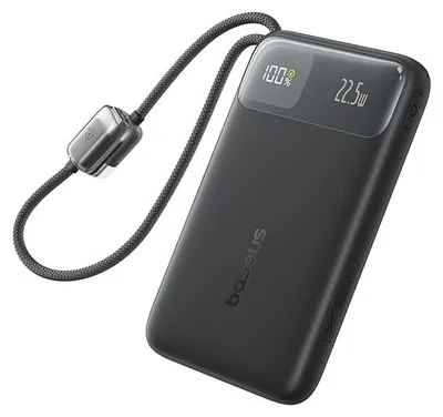 Immagine prodotto di Power bank Baseus EnerFill FC11 10.000 mAh, 22,5W, USB-C, USB-A, cavo rimovibile, Nero