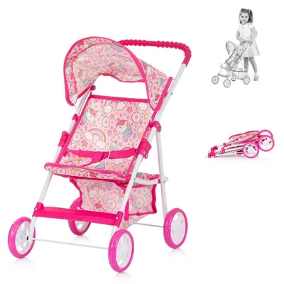 Produktbild von Chipolino Puppenwagen Alice Aufbewahrungskorb klappbar, Sonnendach verstellbar pink