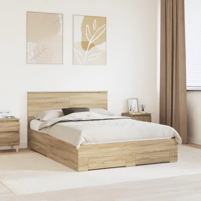 Immagine prodotto di vidaXL Struttura letto con testiera in rovere Sonoma 140 x 190 cm Materiale a base di legno