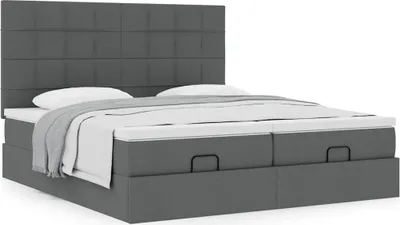 Obrázok produktu pre Osmanský rám postele s matracmi tmavosivá 180x200 cm látka
