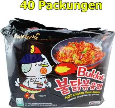 Produktbild von Samyang Instant Nudelgericht Huhn scharf 40er Pack (40 x 140g) Instant Nudeln