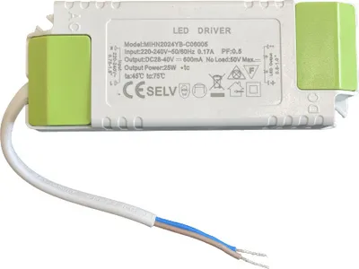 Immagine prodotto di Trasformatore per pannelli LED, senza sfarfallio - 25W, 28-40V, 600mA - non dimmerabile