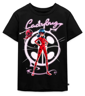 Produktbild von Spreadshirt Miraculous Ladybug Mit Tikki Kinder Premium T-Shirt, 134/140 (8 Jahre), Schwarz