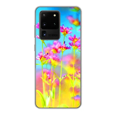 Produktbild von MuchoWow® Handyhülle Schutzhülle Hülle für Samsung Galaxy S20 Ultra Blumen - Kunst - Psychedelisch Silikon Softcase Handy Hülle - Karteninhaber